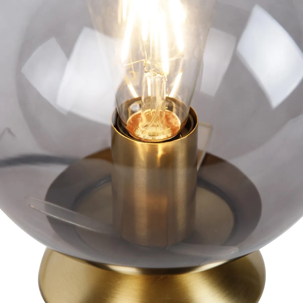 Ар Деко настолна лампа месинг с опушено стъкло - Pallon