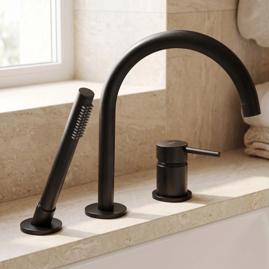 Смесител за Вана с 3 Отвора Rea Lungo Black