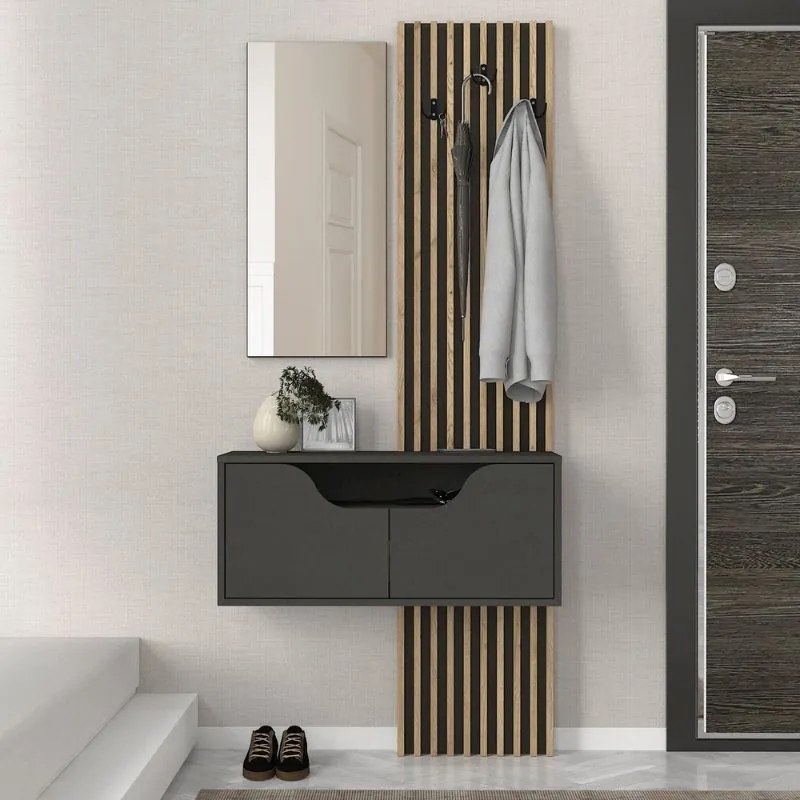 Меламинов закачалка Naro в антрацит - цвят сепет дъб 90x35x204.2см.
