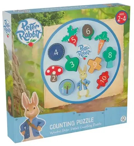 Дървен Пъзел Peter Rabbit, числа и броене