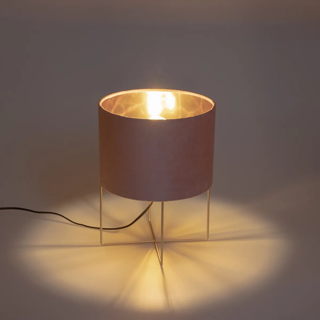 Модерна настолна лампа розова със злато - Rosalina