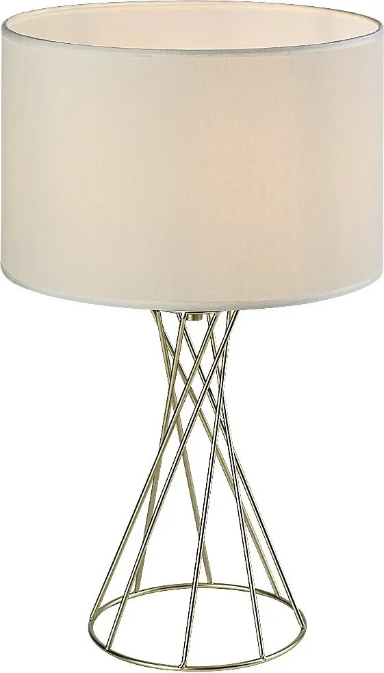 Rabalux Nivra, настолна лампа, златна метална лампа с бял текстилен абажур, E27 1xMAX40W, В50см, Д30см, кабел: 150см, черен текс