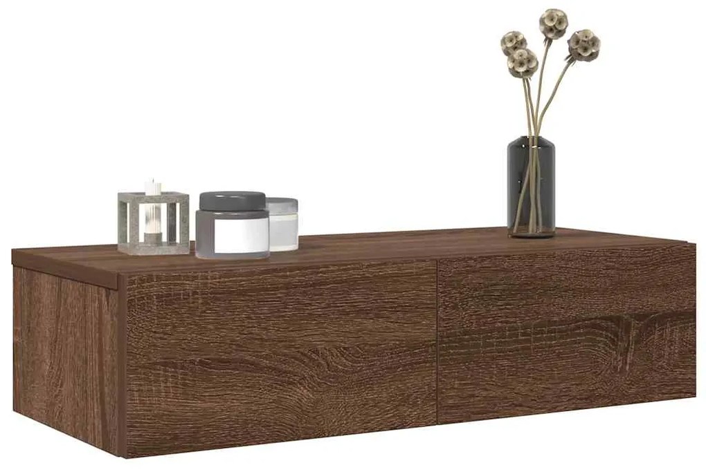 859974 vidaXL Стенен рафт с чекмеджета 60x26,5x15 см инженерно дърво