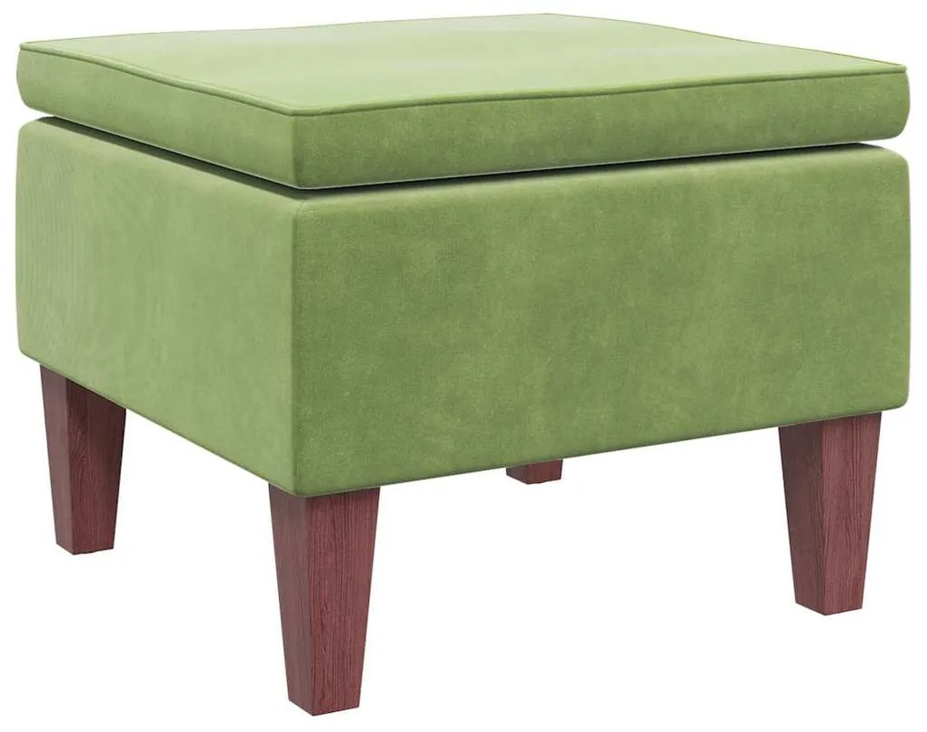 329460 vidaXL Табуретка с дървени крака, светлозелена, кадифе