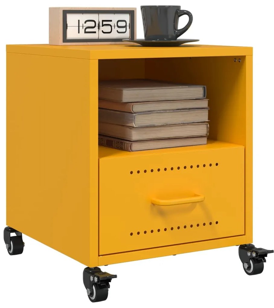 846711 vidaXL Нощни шкафчета 2 бр горчица жълто 36x39x43,5 см стомана