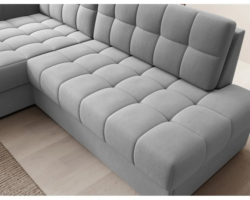 Сив кадифен сгъваем ъглов диван (ляв ъгъл) Blezalt – ELTAP