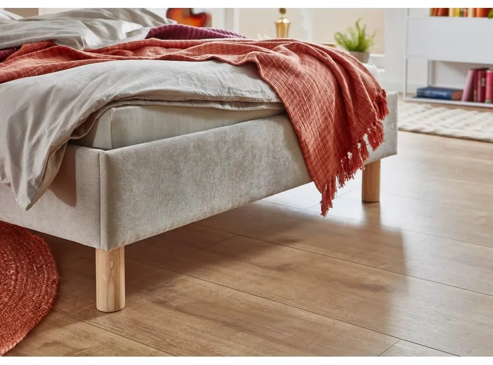 Бежово единично легло 120x200 cm тапицирано без ламелно дъно Joker – Meise Möbel