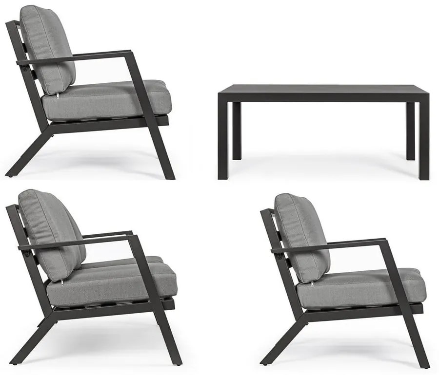 Сив алуминиев градински комплект от за отдих за 4 Harley – Bizzotto