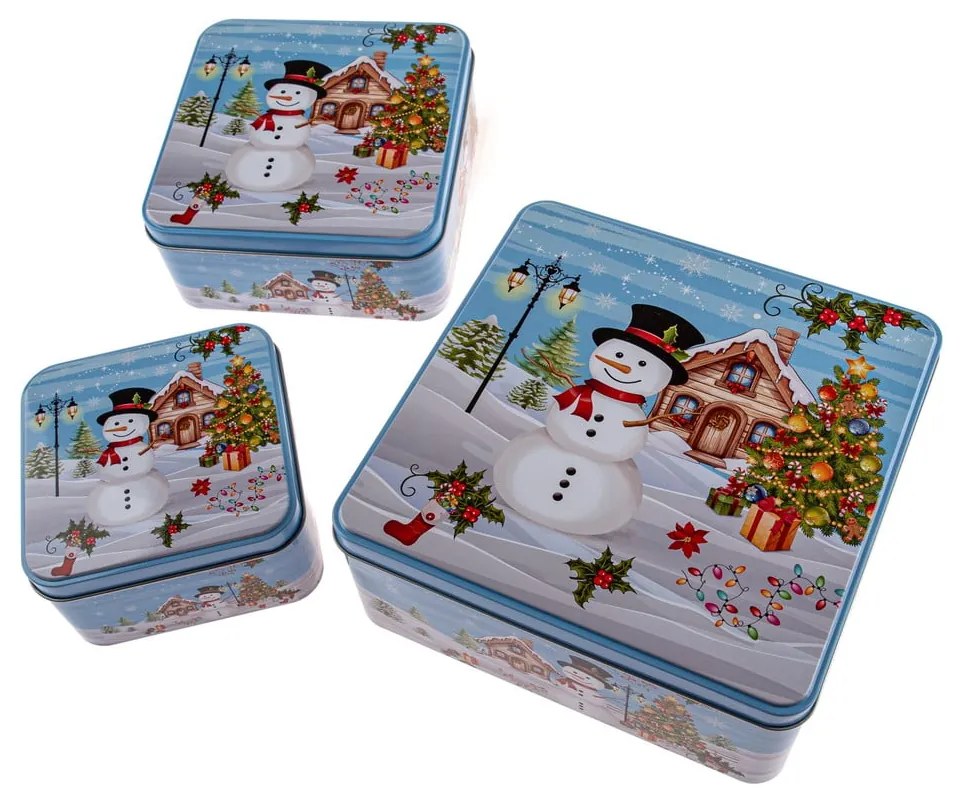 Метални кутии за сладкиши в комплект 3 бр. Snowman – Dakls