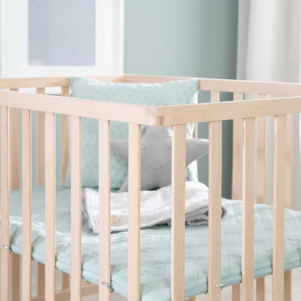 Кошара за игра с регулируема височина/на колелца 75x100 cm в естествен цвят Style – Roba