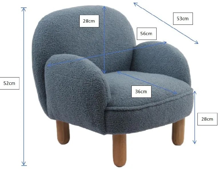 Син детски стол от букле Rocky – Vipack