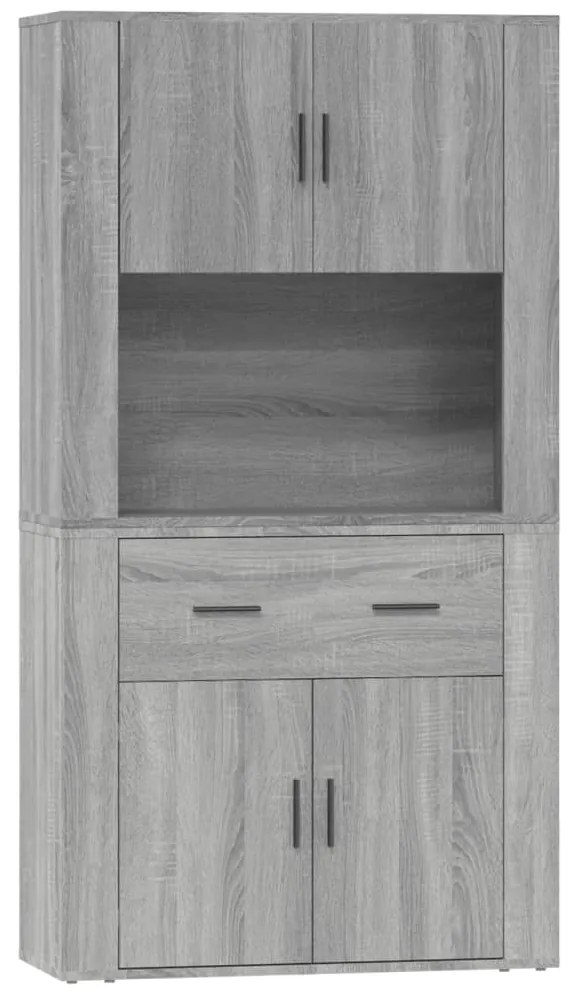 3185373 vidaXL Висок шкаф, сив сонома, инженерно дърво