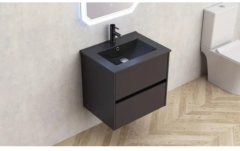 Конзолен PVC шкаф BG 5955MB БЛЕЙК + УМИВ. 5953B-2 BLACK, 59x45x55см