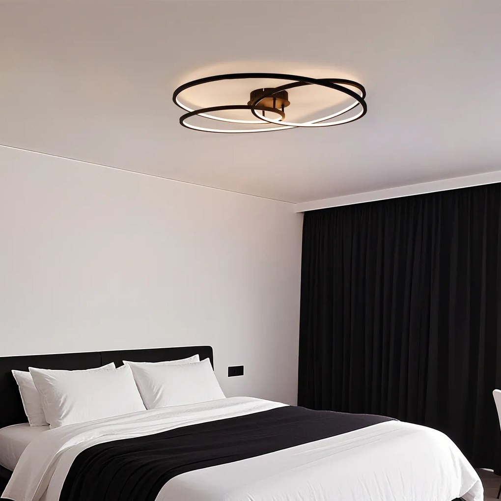 Таванна лампа черна 78 см с LED 3-степенен димер - Rowin