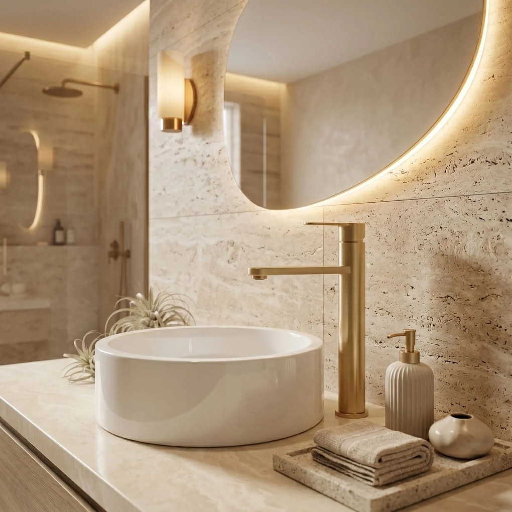 Смесител за баня Rea Arcos Brush Gold