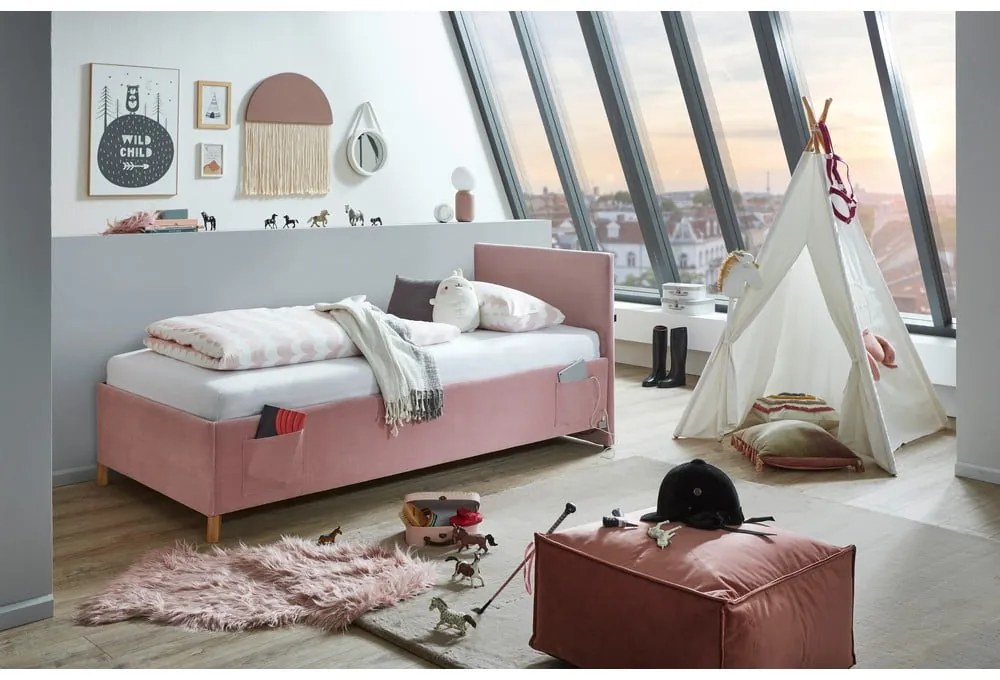 Розово тапицирано детско легло 120x200 cm без ламелно дъно Cool – Meise Möbel