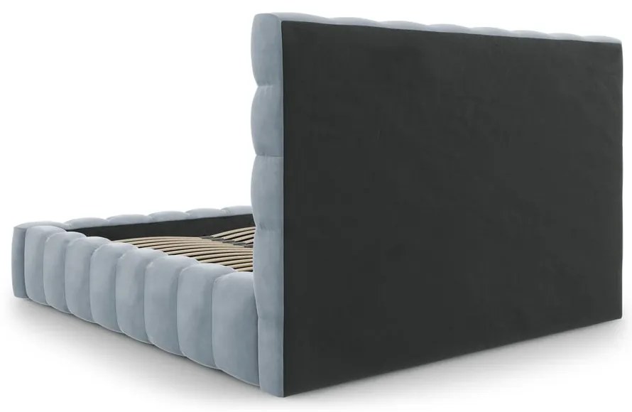 Светлосиньо тапицирано двойно легло с място за съхранение и решетка 180x200 cm Bali - Cosmopolitan Design