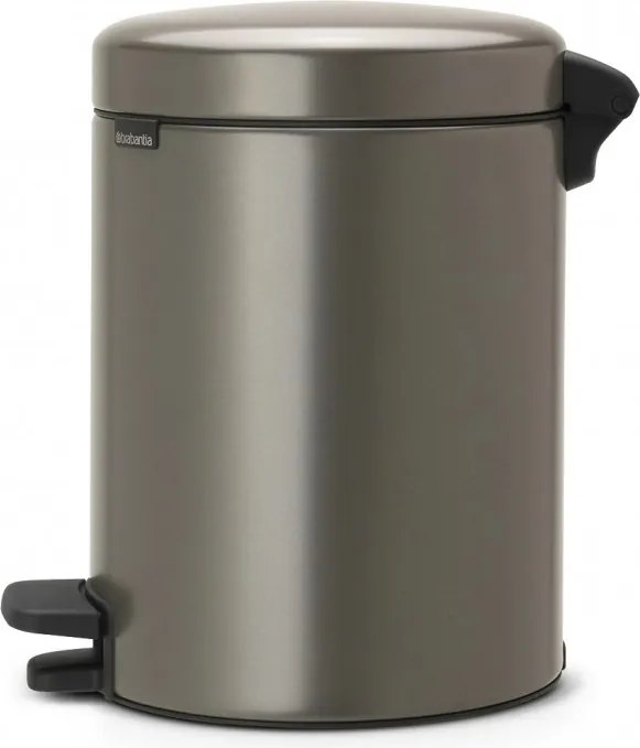 Кош за боклук с педал Brabantia NewIcon 649012, 5 л, Плавно затваряне, Противоплъзгаща основа, Сив