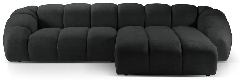 Черен ъглов диван (десен ъгъл) Diana – Micadoni