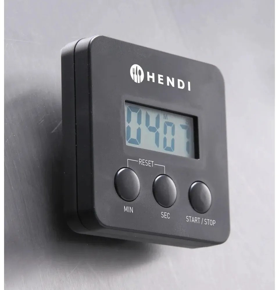 Черен цифров хронометър за готвене с магнит - Hendi