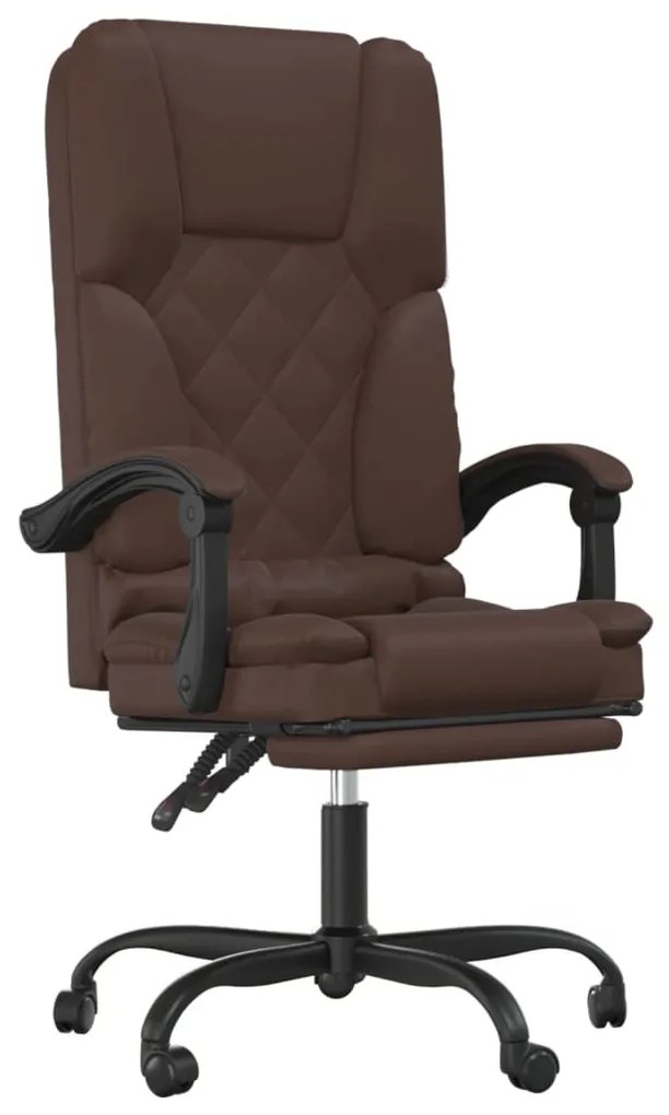 349688 vidaXL Масажен наклоняем офис стол, кафяв, изкуствена кожа