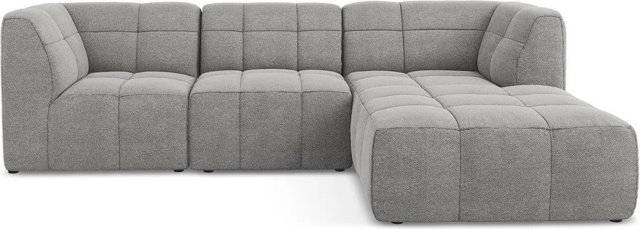 Сив ъглов диван от прежда с примки от букле (десен ъгъл) Aloha – Makamii