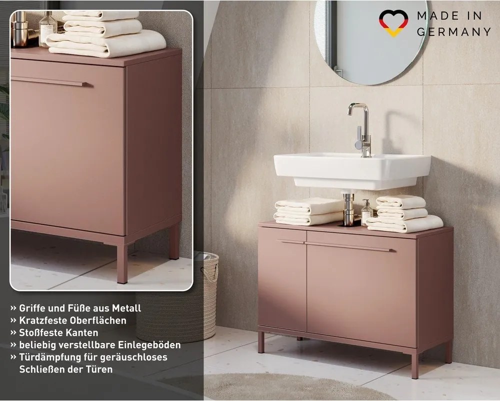 Кафяв матов шкаф за мивка 80x59 cm Laurino – Germania