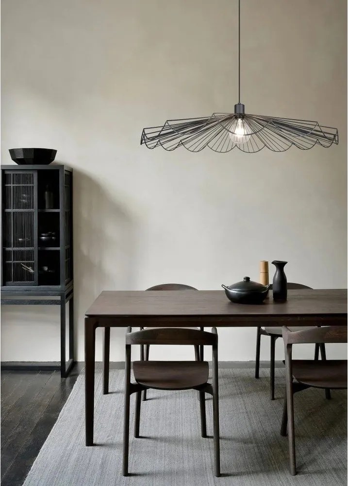 Черно метално висящо осветително тяло с метален абажур ø 80 cm Margarita – Reality