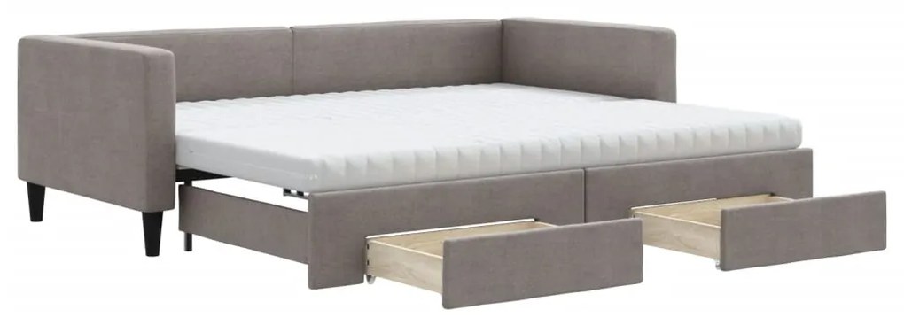 3196635 vidaXL Канапе с изтеглящо легло и чекмеджета таупе 90x200 см плат