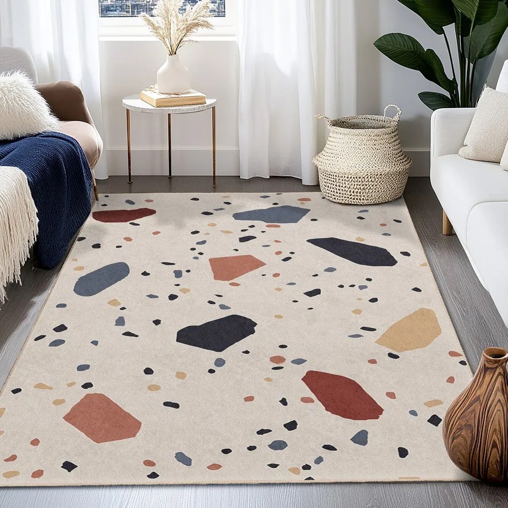 Кремава пътека подходяща за пране 60x230 cm Cracked Terrazzo – Mila Home