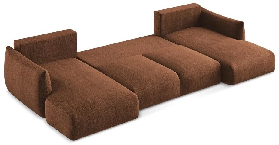Теракотен сгъваем ъглов диван (U форма) Leila – Makamii
