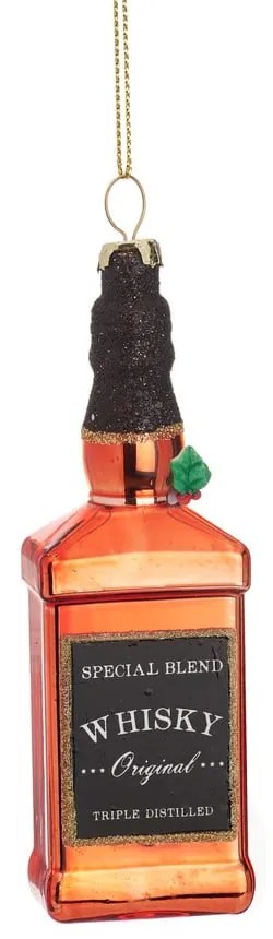 Стъклена ръчно изработена коледна украса 12 cm Whisky Bottle – Sass & Belle