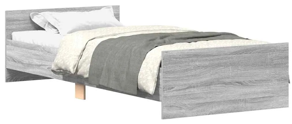 835930 vidaXL Рамка за легло, сив сонома, 90x200 см, инженерно дърво