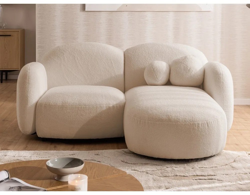 Светлокафяв ъглов диван от прежда с примки от букле (десен ъгъл) Orbit – Ropez