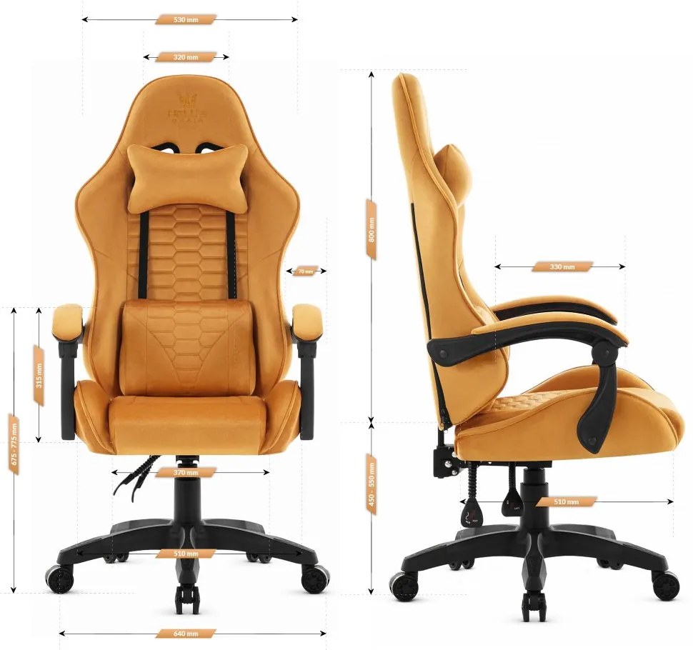 Геймърски стол HC-1000 MUSTARD - кадифена тъкан