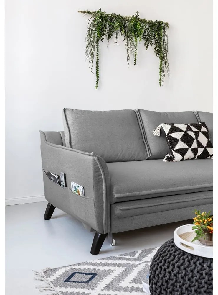 Сив разтегателен диван ъгъл, десен ъгъл Charming Charlie - Miuform