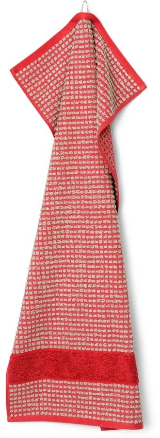 Червена кърпа от органичен памук от тери 50x100 cm Check – JUNA