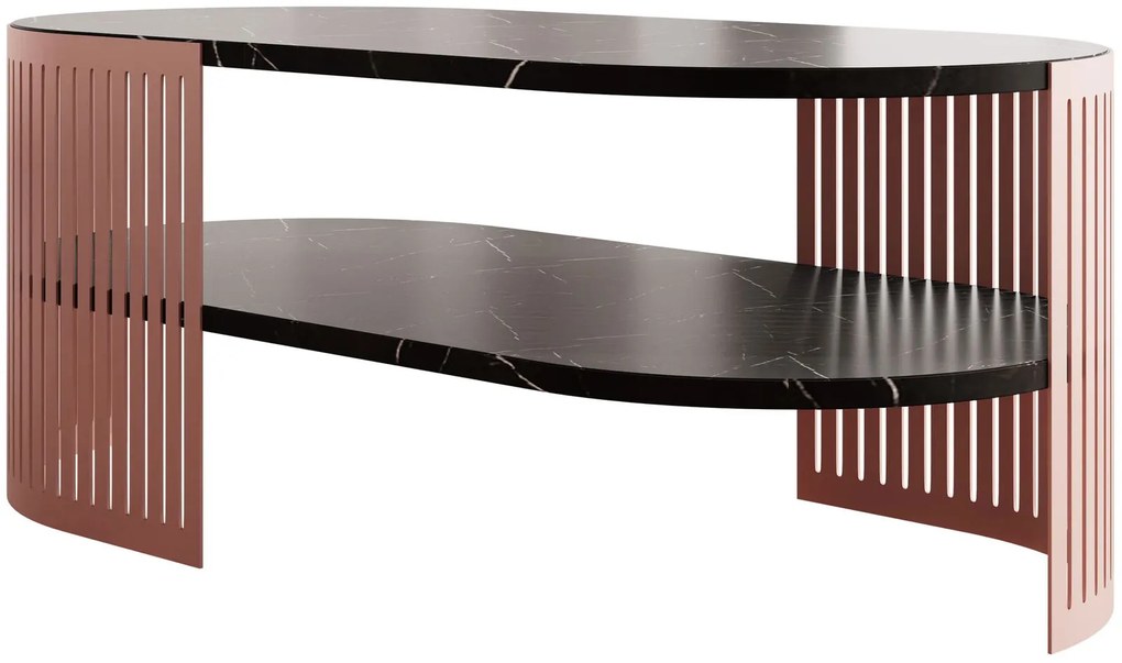 Холна маса Fikoli Ember II-Черен мрамор - Медно