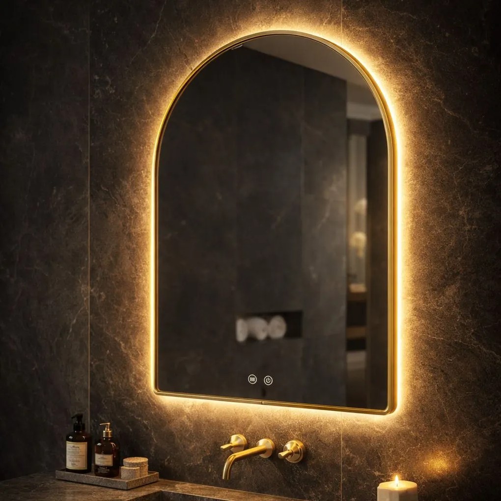 Огледало LED 80x60cm CAMLOT Brush Gold