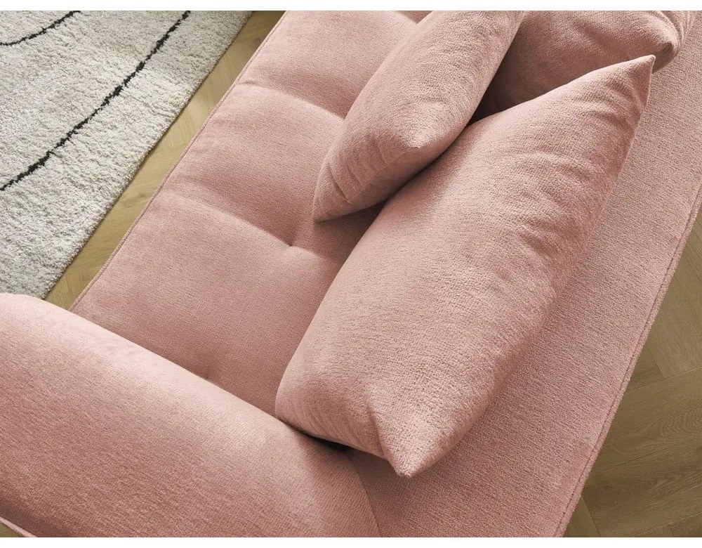 Розов шенилов ъглов диван (ляв ъгъл/L форма) Whesley – Bobochic Paris