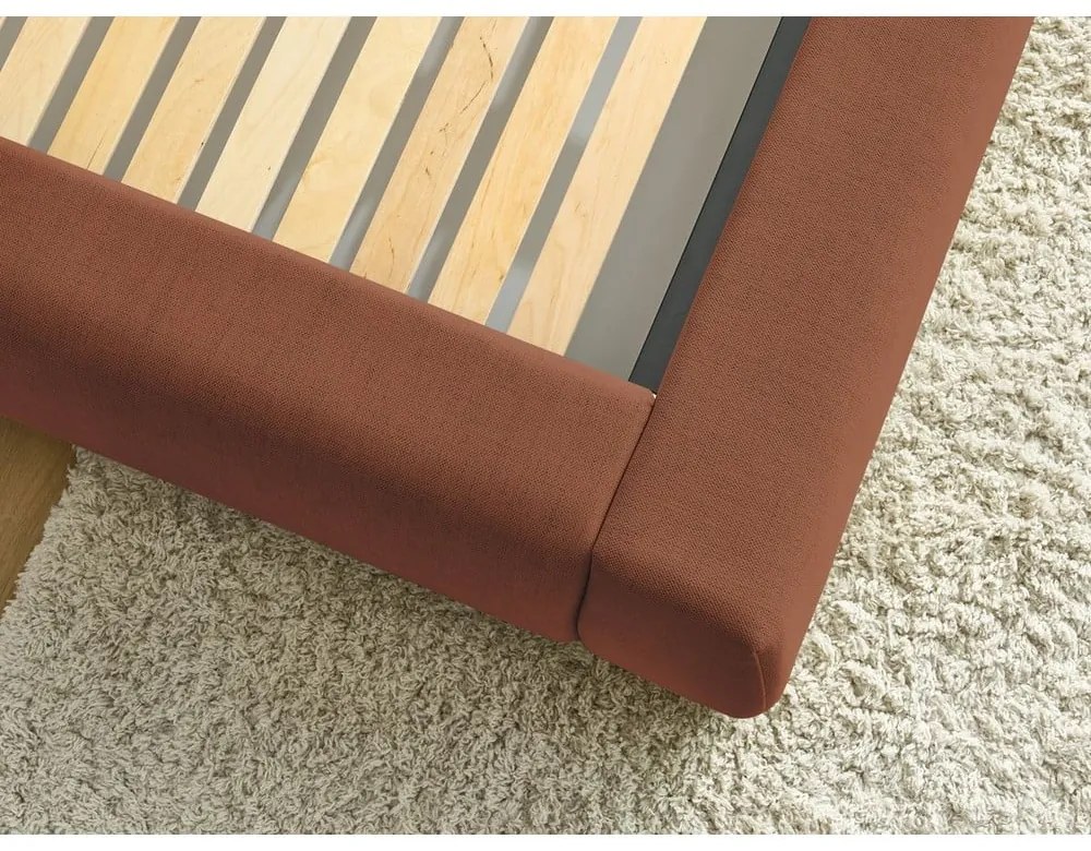 Оранжево тапицирано двойно легло с място за съхранение с решетка 180x200 cm Jagna - Bobochic Paris