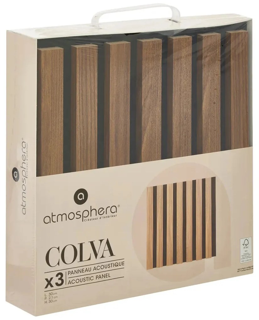 Сет декоративен панел atmosphera Colva, MDF, 30x30 cm, 3 бр - Тъмно дърво