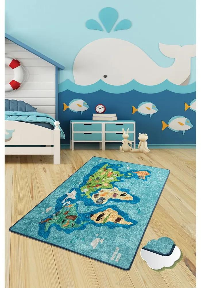 Син детски нехлъзгащ се килим , 140 x 190 cm Map - Conceptum Hypnose