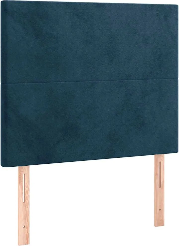 3116098 vidaXL Табла за легло, тъмносиня, 100x5x118/128 см, кадифе