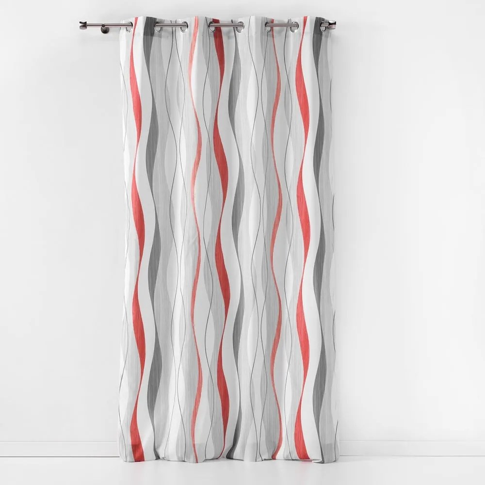 Червено-бяла завеса 140x260 cm Ondulys – douceur d'intérieur
