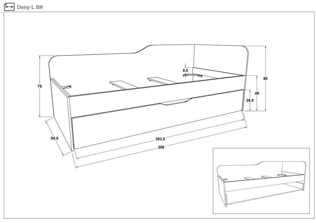 Легло сандвич за матрак 90/200 Дени