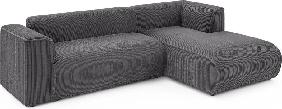Тъмносив ъглов диван от рипсено кадифе (десен ъгъл) Merid – Ropez