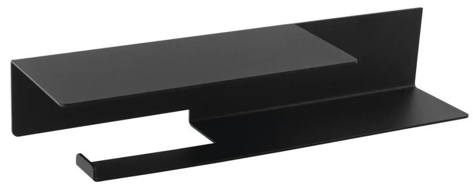 Sapho - Държач за тоалетна хартия с рафт 9,5x35 cm матово черно