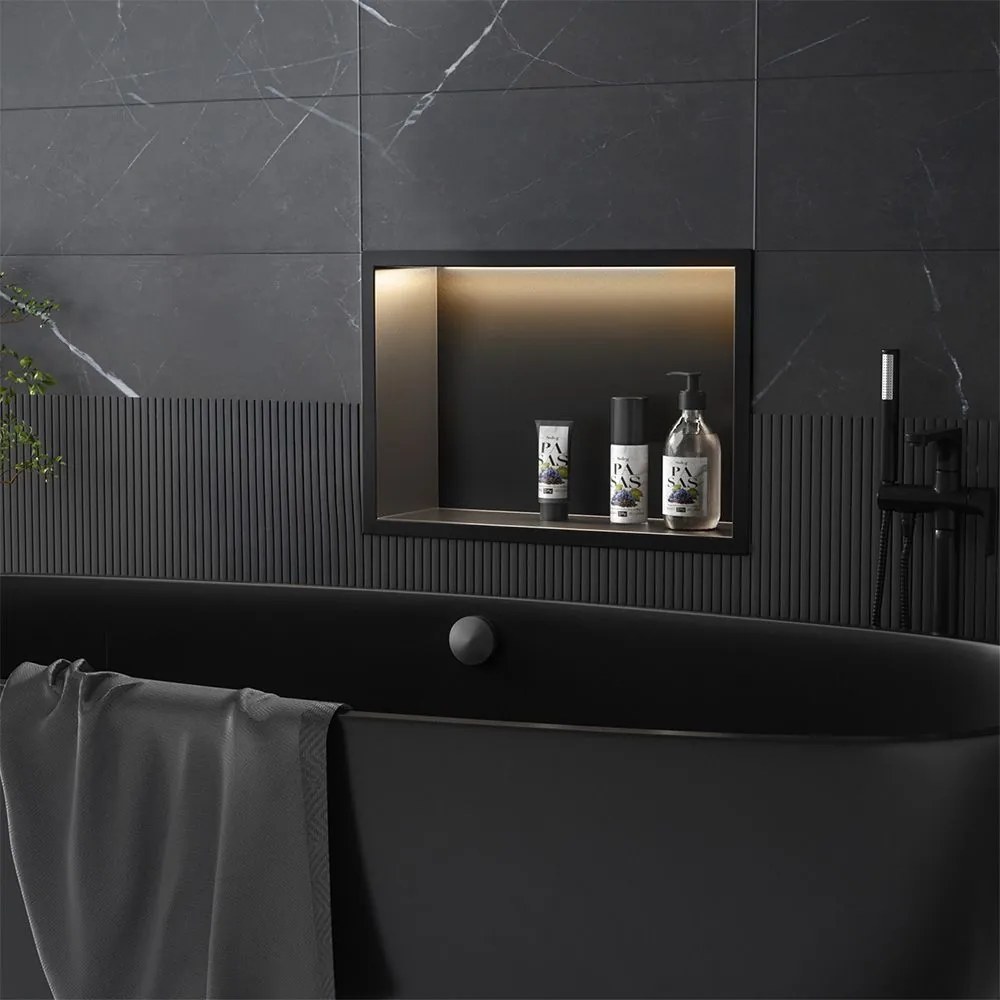 ВГРАДЕНА БАНЯ ПОЛИЧКА LED 30x45 black