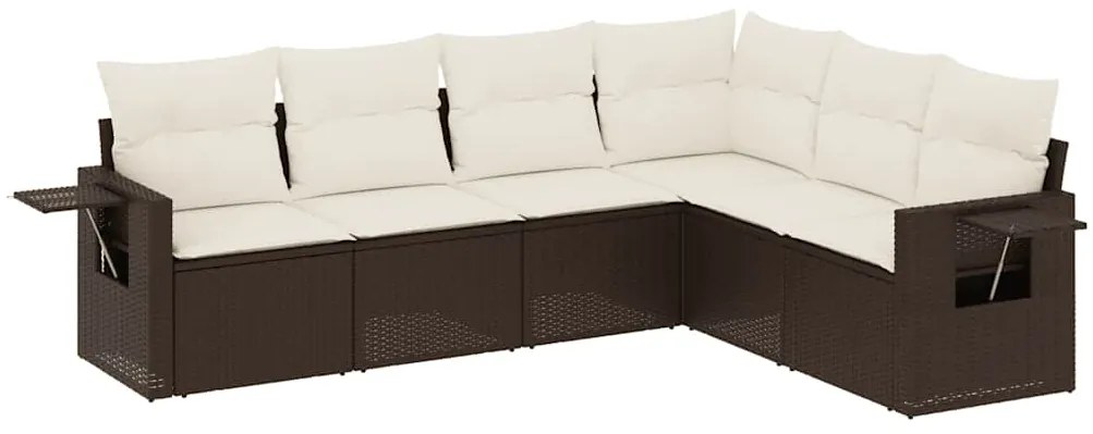 3252550 vidaXL Градински комплект с възглавници, 6 части, кафяв, полиратан